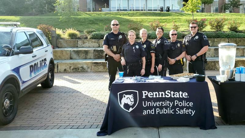 Police officers at Coffee with a Cop community event