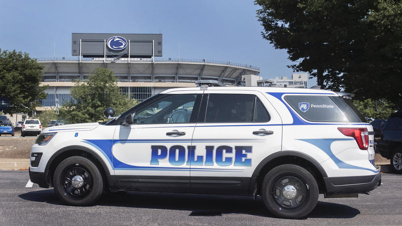 Police vehicle next to Beaver Stadium