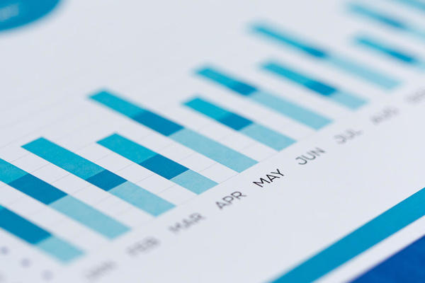 Close-up of a bar graph printed on a sheet of paper.